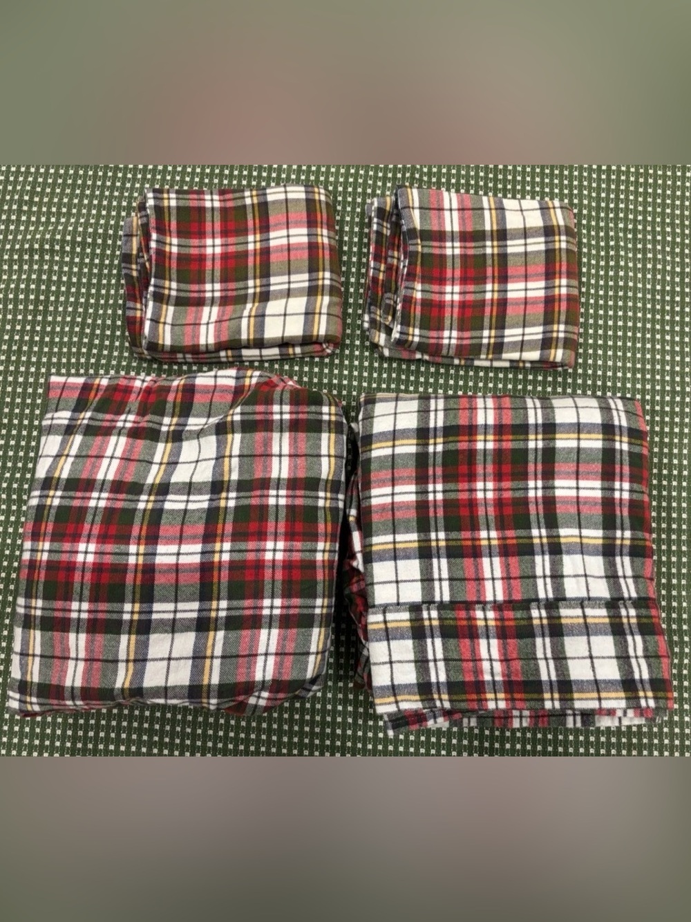 Pottery Barn FULL Denver Plaid Sheet Set Organic Cotton Flannel 4 piece